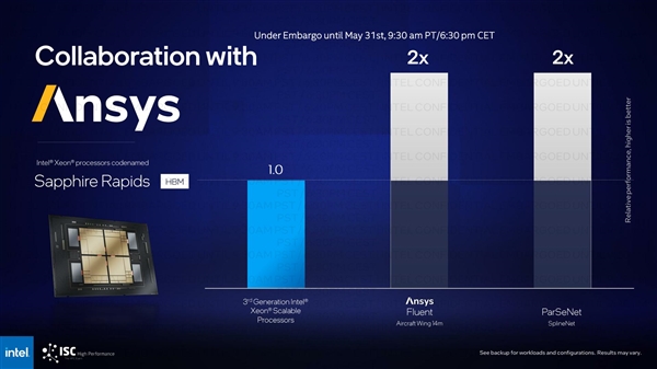 Intel 56核心新至强性能首秀：64GB HBM2e加持、轻松提升2倍