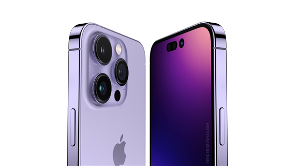 紫色iPhone14 Pro概念渲染图曝光 都YY设计：苹果感叹号屏提前感受下