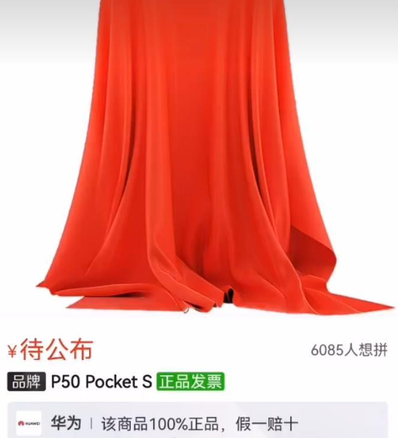 华为全新折叠屏手机定名P50 Pocket S：售价6000元左右