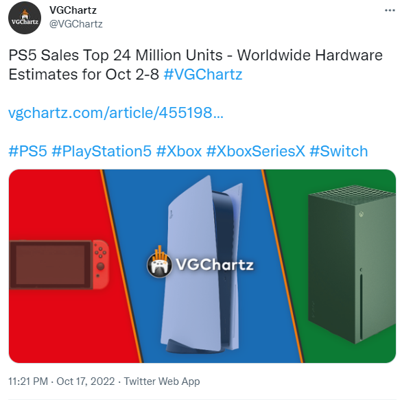 索尼PS5销量终破2400万 任天堂Switch 1.1亿台遥遥领先