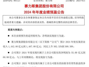赛力斯2024年营收预计大爆发，净利润扭亏为盈至55-60亿