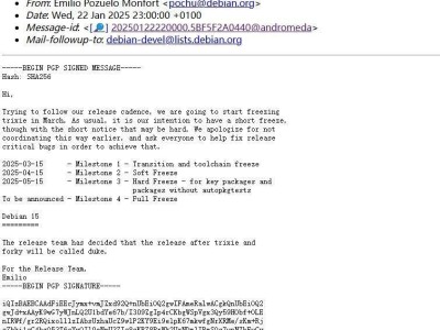 Debian 13“Trixie”发布在即，3月15日起逐步进入冻结阶段