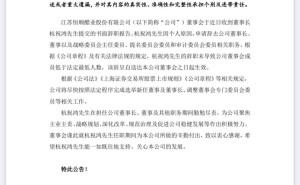 恒顺醋业董事长辞职，公司启动新任董事及董事长选举程序