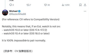 苹果watchOS更新出Bug，旧款Apple Watch更新遇阻无法配对？