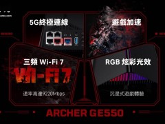 TP-Link Archer GE550三频Wi-Fi 7路由器亮相台湾，定价6999新台币