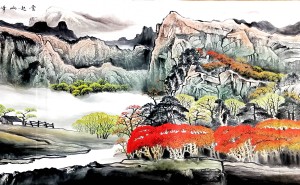 方人也山水画：笔墨间流淌的诗意与宁静