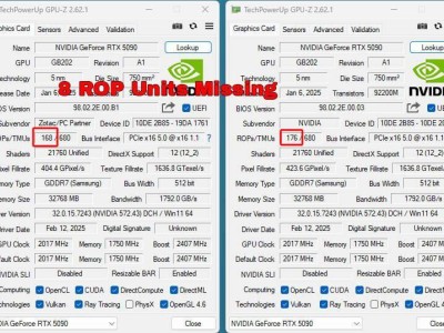 索泰RTX 5090 Solid显卡ROP单元缩水，性能受影响，原因待解