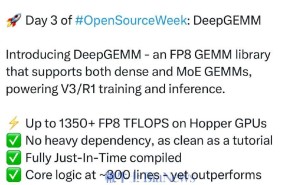 DeepSeek再开源力作：FP8通用矩阵乘法库DeepGEMM助力AI高效运算