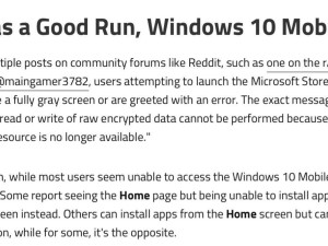 Win10 Mobile应用商店正式下线？用户反馈已无法正常使用