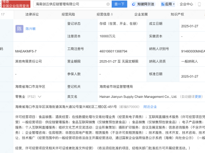 天佑德酒携手伙伴，海南新成立供应链管理有限公司
