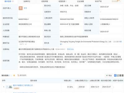 三峰环境投资成立环保能源新公司