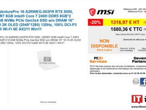 微星RTX 5050商务创意本亮相法国：搭载8GB GDDR7显存，配置如何？