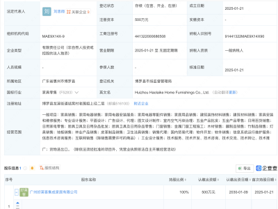 好莱客家居扩张版图，惠州长沙新公司同日成立！
