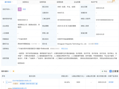 新国都等成立科技公司，含多项AI业务