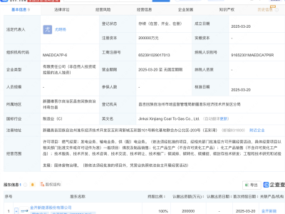 金开新能大手笔！新疆成立煤制气公司，注册资本高达20亿