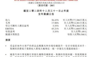 比亚迪电子2024年营收大增36.43%，新能源与AI新业务成增长新引擎