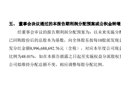 海尔智家豪气派息近90亿，最高20亿回购股份力挺员工持股计划！