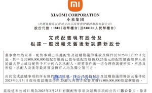 小米集团配股大捷：8亿股成功出售，筹资425亿港元加速发展