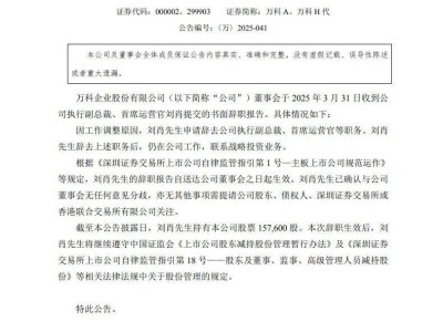 万科年报巨亏近500亿，高层大洗牌，“深铁系”全面接手？