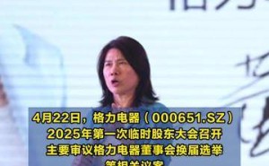 董明珠71岁高龄再获全票支持，连任格力董事开启第五任期！