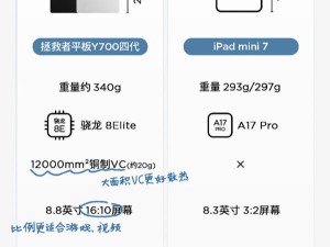 联想拯救者Y700四代对决iPad mini：骁龙8至尊版+7600mAh大电池来袭