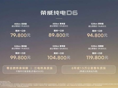 荣威D6纯电轿车上市，7.98万起售！上汽：拼销量，不图利