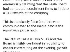 特斯拉辟谣寻新CEO，力挺马斯克继续领航