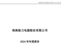 格力电器2024年营收下滑7.26% 净利润增10.91%至321.85亿元