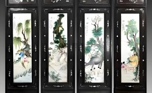 王大凡四条屏瓷板画鉴定宝典：细品笔法色彩，揭秘真伪鉴别之道！
