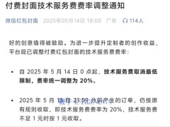 微信红包封面技术服务费大调整：取消最低费限，统一升至20%