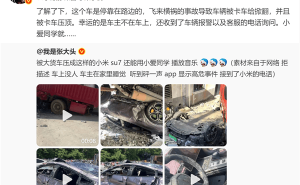 小米SU7遭大货车重压近乎报废，车主亲测车门能开：还信小米质量！