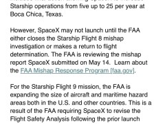 FAA修订SpaceX星舰第九次试飞许可，但IFT-8事故调查成关键