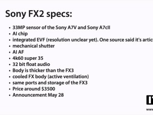 索尼FX2相機(jī)5月28日來襲，搭載3300萬像素傳感器引期待