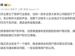 小米汽車副總裁直面車主：否認謠傳，堅持真誠溝通求解困