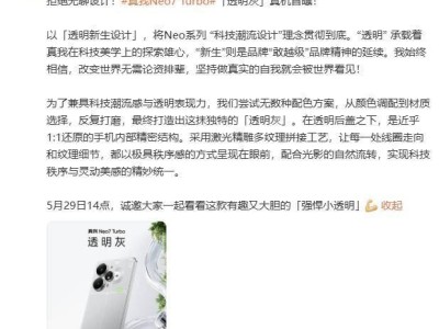 真我Neo7 Turbo“透明灰”亮相，精密内部构造抢先看，5月29日见！