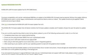 英伟达RTX 5060系列推固件更新，专治黑屏重启难题