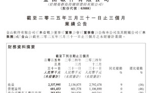 金山软件Q1营收23.38亿增9%，净利润持平，办公软件与网游表现如何？