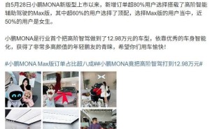 小鹏MONA新版Max版受热捧，女性用户近半选择高阶智能辅助驾驶