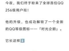 QQ用戶“愛芥末”榮登256級巔峰，成全球首位“時(shí)光企鵝”擁有者！