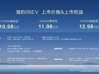 比亚迪海豹06EV上市，10.98万起挑战小鹏M03，高规格配置引关注