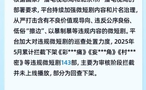 红果短剧5月严打违规内容，143部微短剧遭下架处理