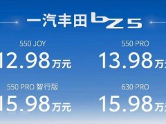 一汽丰田bZ5纯电轿跑SUV上市，售12.98万起，搭载比亚迪刀片电池续航升级！