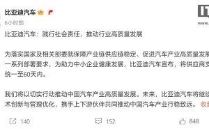 比亚迪引领！多家车企承诺供应商账期不超60天