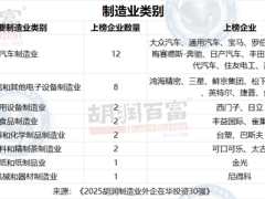 2025制造业外企投资中国30强榜单揭晓：鸿海精密领跑，德美日企业占据前三甲