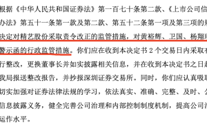 精艺股份董事长失信未披露，监管重拳出击：责令整改换人！