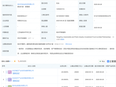 扬州市汽车及零部件产投基金成立