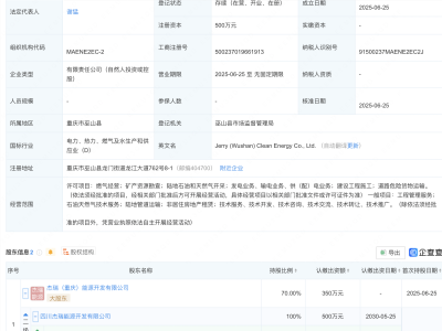 杰瑞股份等投资新设清洁能源公司