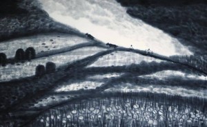 邱汉桥山水画：人牛狗意象，绘就大写意温暖篇章