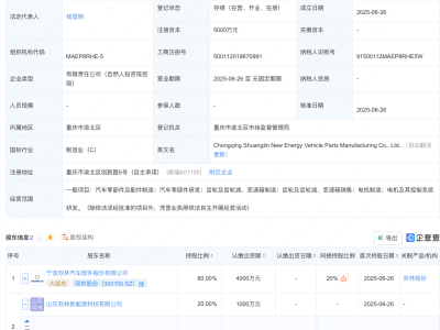 双林股份在重庆成立新能源汽车零部件制造公司