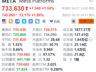 Meta盘前大涨获看好，大行纷纷上调目标价至800美元上方